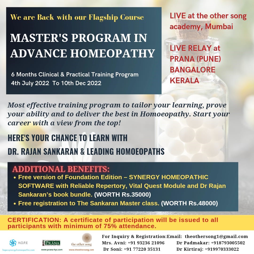 MASTER’S PROGRAM IN ADVANCE HOMEOPATHY